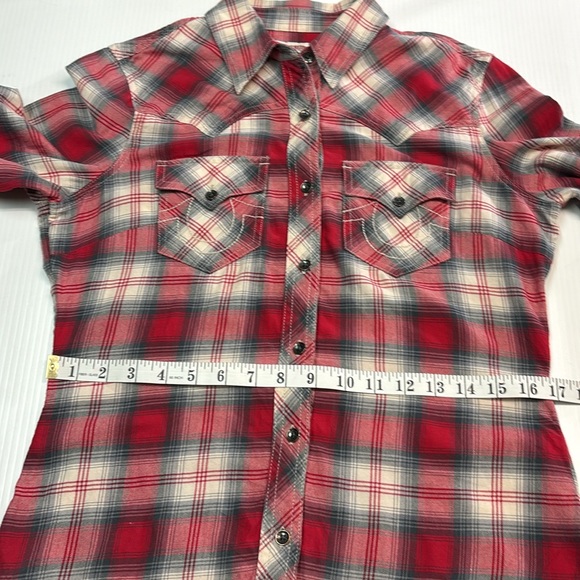 True Religion Women’s Western Plaid Flannel Shirt. Sz M - Picture 10 of 13